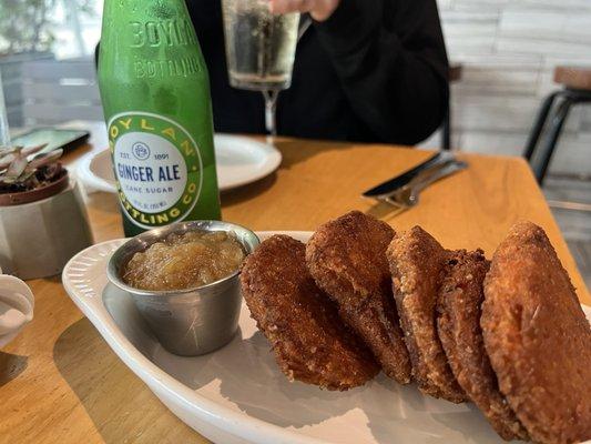 The best Gingerale ever and Chanukah Latkes! Oh my gosh, that applesauce rules.