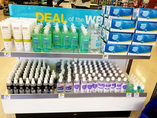 Well stocked hand sanitizer in many sizes