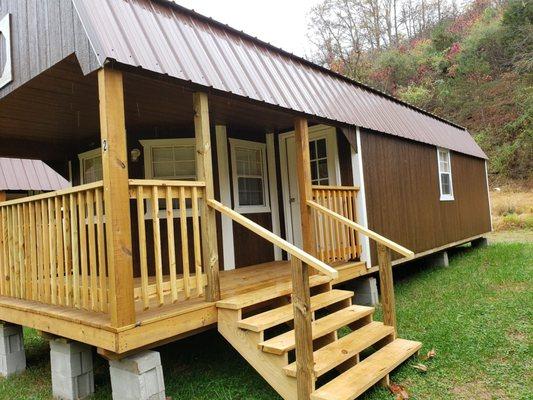 Porch of rustic cabin