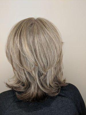 Grey blending for a graceful grow out. Call to book a consultation to see if you are a good candidate for grey blending 315-991-8095