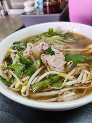 Child size pho with beef.