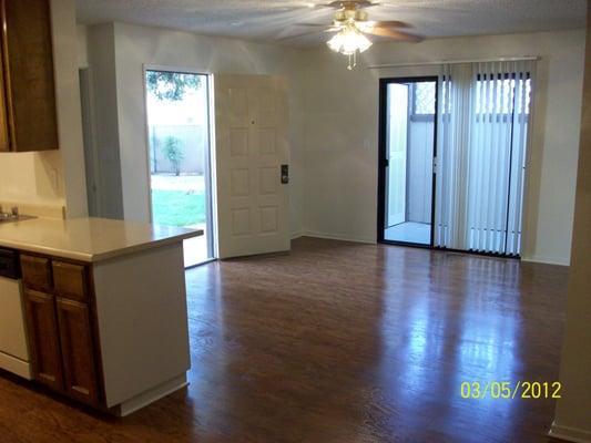 this is a picture of a 2 bd rm laminate flooring apt.