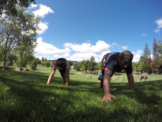 Bear crawl uphill fun!