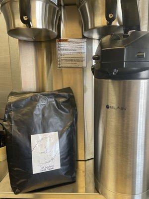 Locally roasted coffee brewed fresh