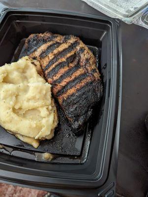 Burnt ribeye...the flavor was horrible. Could not eat. Potatoes good.