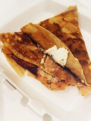 Savory Seafood Crepe with Smoker Salmon and Cream Cheese