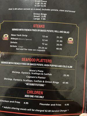 Menu & Prices - July 2024