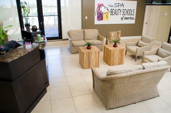 Massage/Spa Therapy waiting room on the 4th floor of Beauty Schools of America - Homestead campus