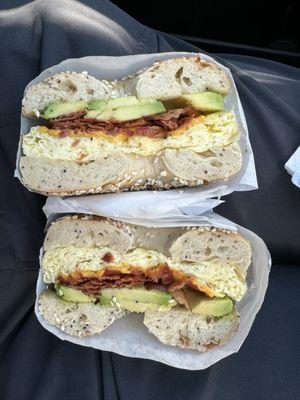 Egg Bacon Cheese Avocado breakfast bagel