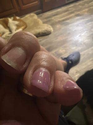 One nail came off after a week others chipping and the were gel nails.  Never had this issue