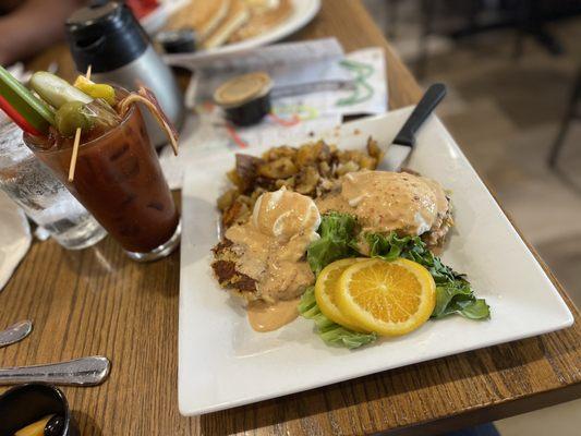 Bloody Mary and Crab Cake Benedict