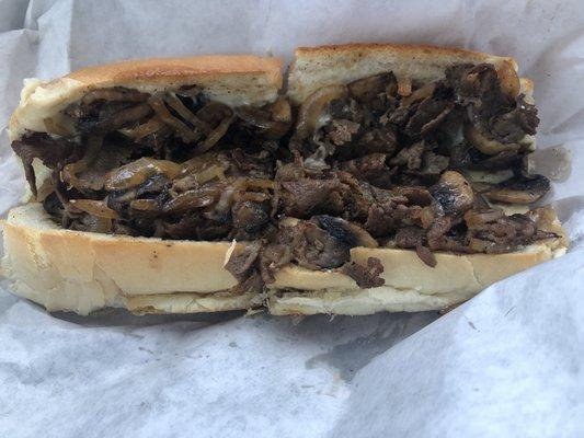 Steak & Cheese mushrooms & onions DRY (no LTM).  FANTASTIC!