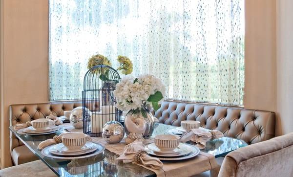 Elegant breakfast nook in neutral colors...an interior design for a client in Weston, Florida.