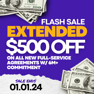 Extended flash sale. $500 OFF of a full-service package! Sale ends 01.01.24.