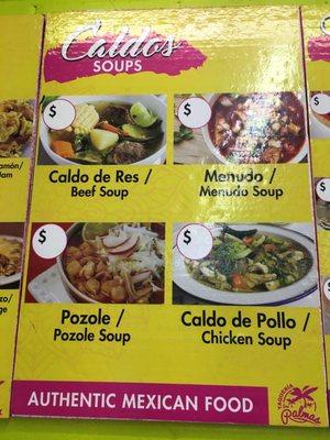 Soup Menu