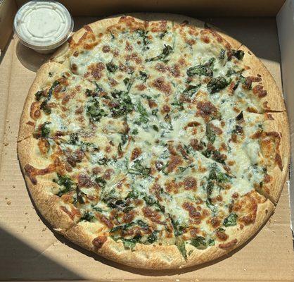 Spinach Alfredo Pizza