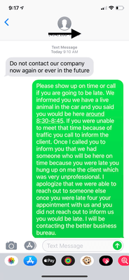 Text received from Hurt Roadside Assistance 01/08/2019