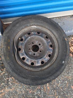 A damaged wheel we repaired for a customer.