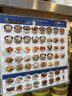 Menu at take out station