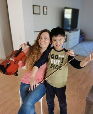 Violin teacher and violin student