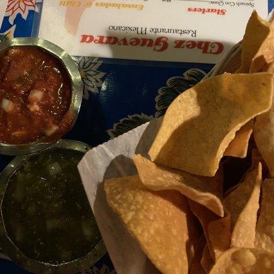 Chips & salsa.  The tomatillo salsa was wonderful!