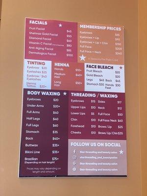 Price list