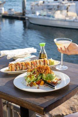 Sushi, salad, and a pear martini. With the Alamitos Bay in the background? Count me in