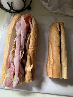 There idea of a large sub and steak, all bread !!! Not the same quality as they used to be!