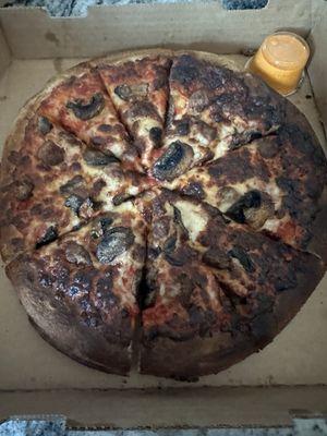 Burnt Romeo's pizza