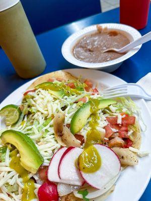 Shrimp Tacos with side of beans