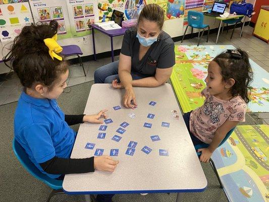 The children love playing memory and attention games!