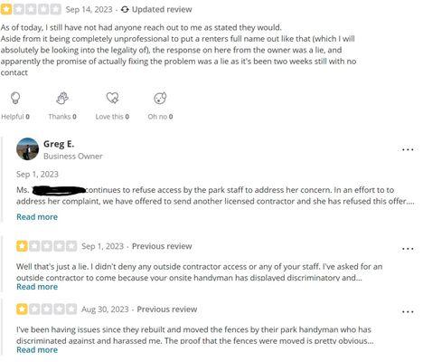 So inappropriate posting a tenants FULL name to try to shame them into removing an honest review