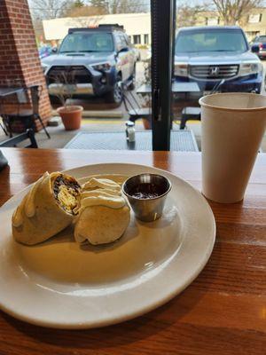 Cap SUP burrito at the counter by the front window.