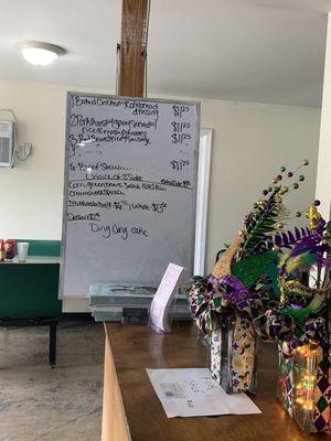 Daily specials and Mardi Gras flair