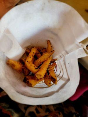 White truffle fries. Clearly a frozen product with an unfortunate coating...