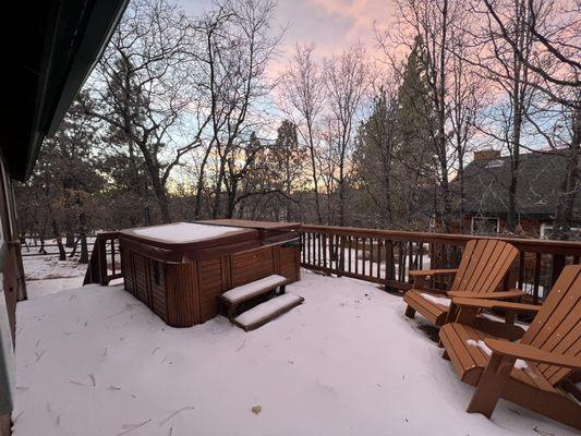 The back deck accessible from the main level.