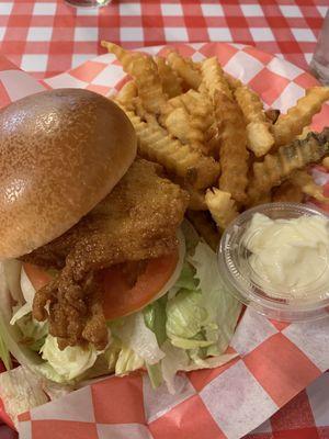 Crispy Chicken sandwich with fries