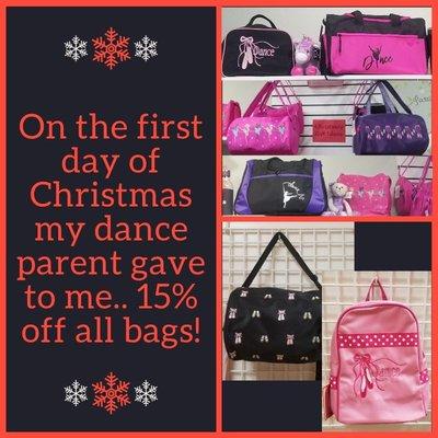 15% off all bags throughout December!