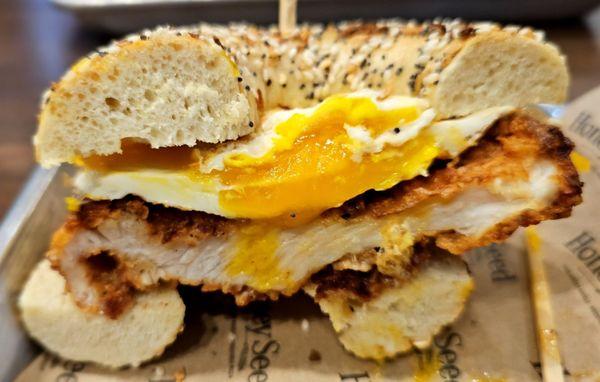 Fried chicken everything bagel