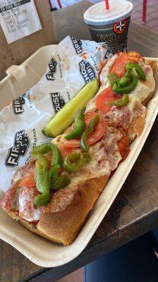 Large chicken parmesan meatball sub