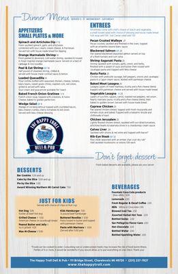 Dinner & Kids menu + desserts and beverages