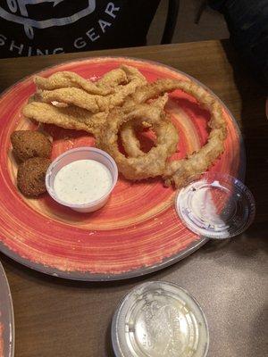 Catfish and onion rings