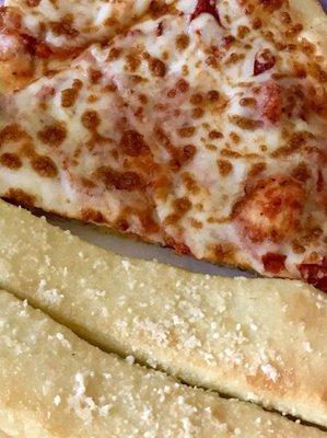 Cheese pizza and Crazy Bread