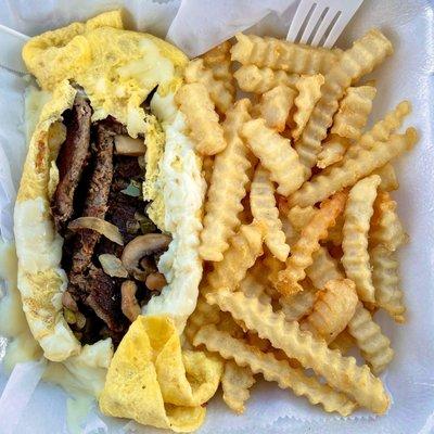 Philly Steak & Cheese Omelette (busted open)