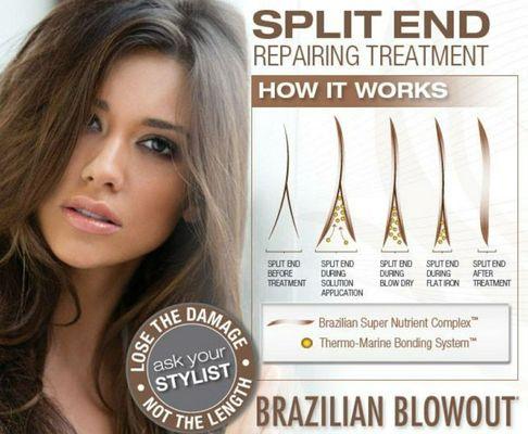 Try our Brazilian Blowout split end treatment if you hate cutting too much hair off.