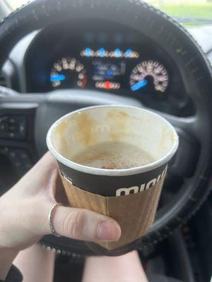 HALF EMPTY CUP/// PAID 8$ FOR HALF A SMALL COFFEE THEY COULDNT EVEN BOTHER TO FILL MY CUP UP