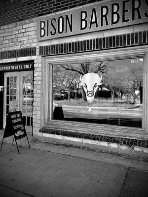 Front of the barbershop free parking in the front