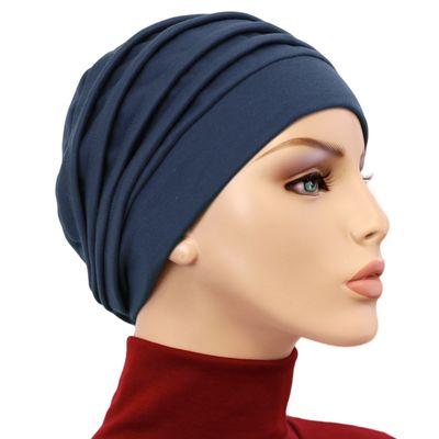 Navy pleated hat for a woman, stylish & comfortable,