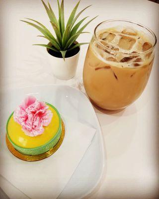 Sunnyside cake (Mango Mousse with Lychee) and Iced Mocha Latte ~6/10