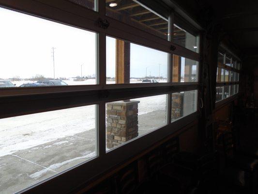 Really cool roll-up garage door type windows in front - perfect for a warm summer day - but not January 1st!